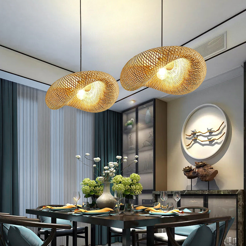 Curved Bamboo Pendant for Modern Farmhouse Style