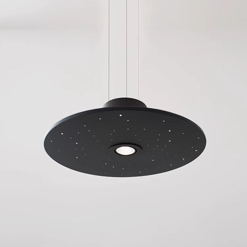 Round LED Pendant Light - Modern Flat Plate Hanging Lamp for Kitchen Island & Dining Room