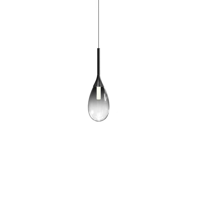 Modern 1 Light Teardrop Glass Pendant Light – Amber/Smoke Gray LED