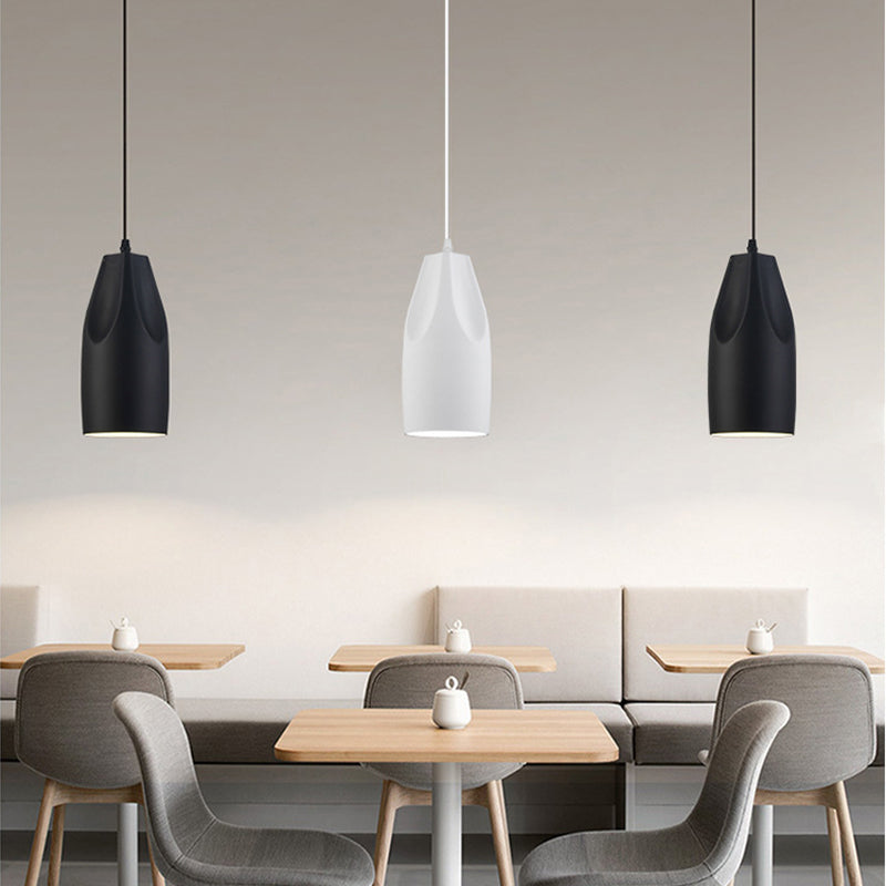 Pleat Box 1-Light LED Pendant Light , Black/White Aluminum Hanging Fixture