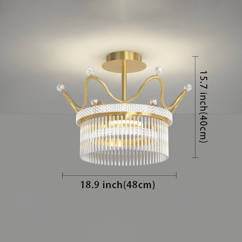 Luxury Postmodern Round Crystal Crowns Three Step Dimming Chandelier