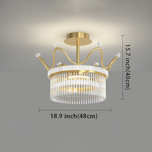 Luxury Postmodern Round Crystal Crowns Three Step Dimming Chandelier