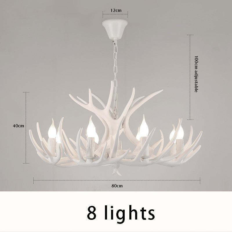 Rustic Antler Chandelier - Vintage Candle-Style LED Light Fixture (4/6/8 Lights)