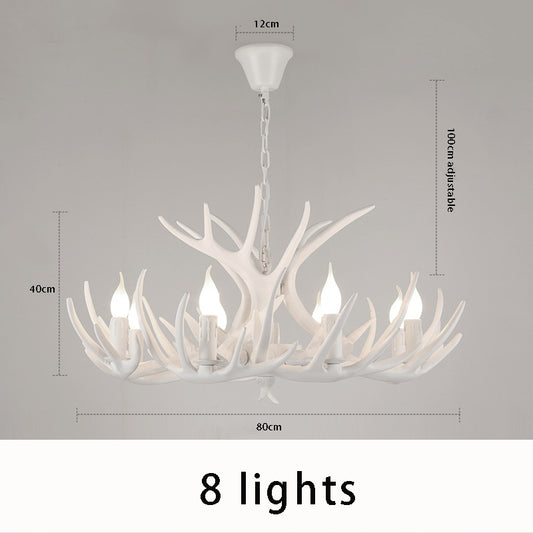 Rustic Antler Chandelier - Vintage Candle-Style LED Light Fixture (4/6/8 Lights)