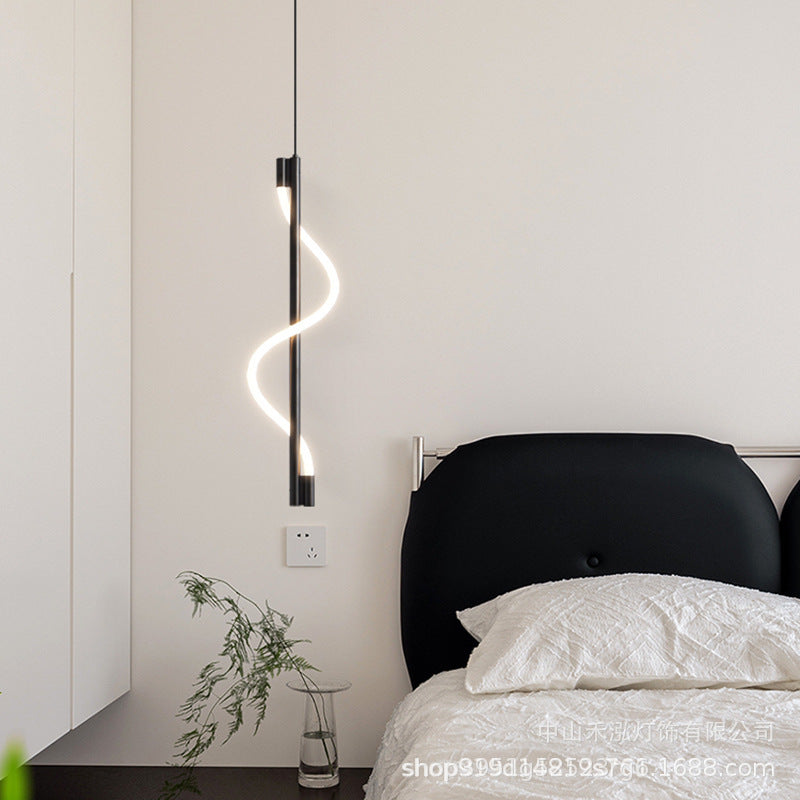 Contemporary Vertical Spiral Rope LED Pendant Light – Dimmable for Bedrooms