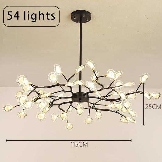 Nordic Nature Inspired Chandelier,Modern Branch Design with Acrylic Leaves Ceiling Light