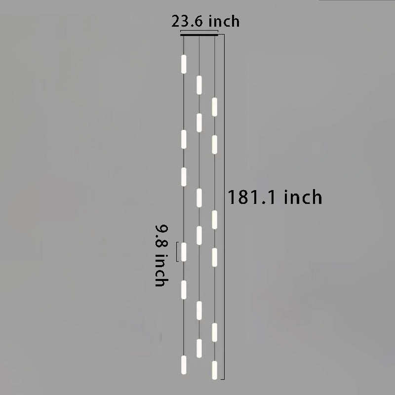 White Long Tube Multi-Light Staircase Chandelier – Sleek Linear Design for Stairwell Illumination