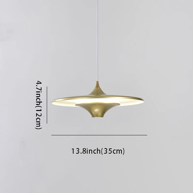 1-Light UFO Pendant Light 13.8'' - Round LED Metal Hanging Lighting, Small Spaceship Style for Bar