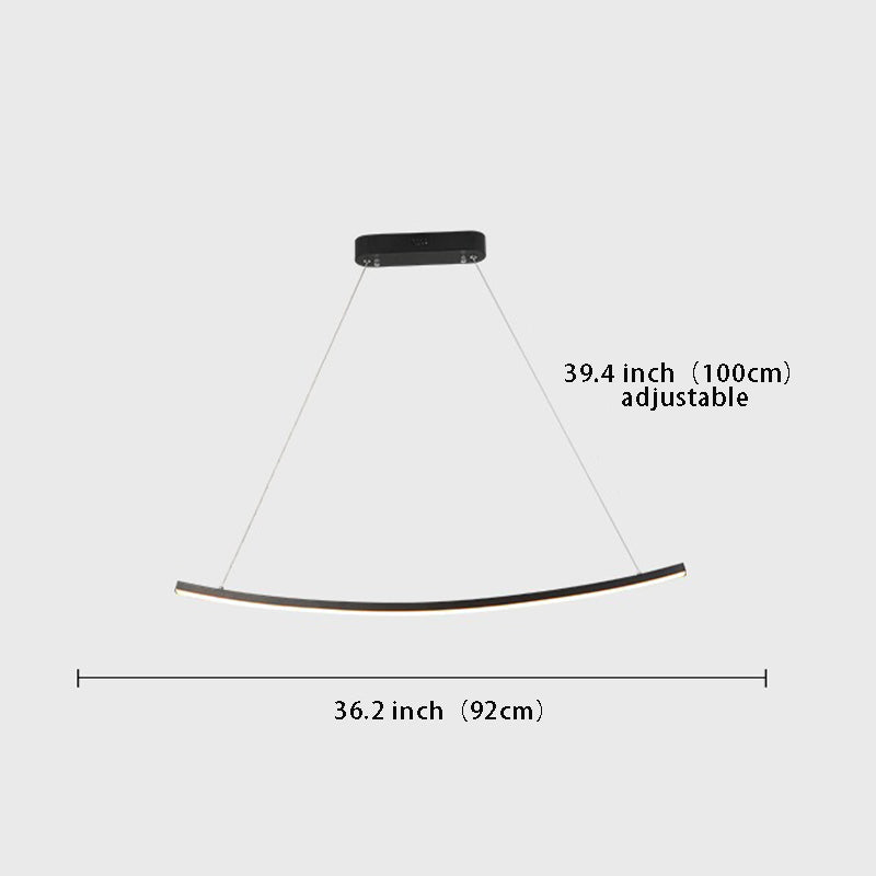 Matte Black Modern LED Linear Arcing Pendant Light , Ideal for Dining Room & Kitchen Island