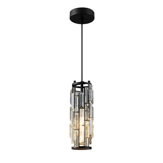 Industrial Crystal Chandelier - Iron & Glass Pendant Light with Vintage Modern Style