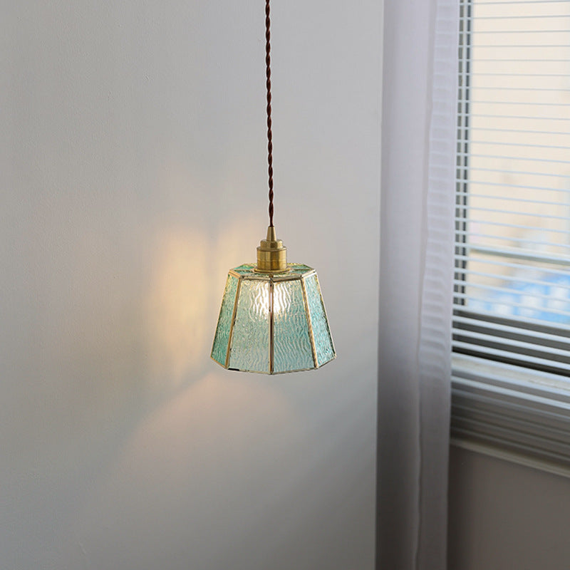 Adjustable Height Elegant Polygonal Pendant Light: Brass & Glass 4W LED
