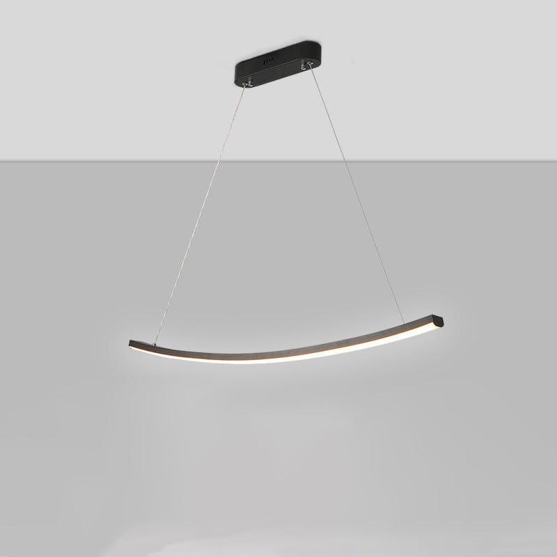 Matte Black Modern LED Linear Arcing Pendant Light , Ideal for Dining Room & Kitchen Island