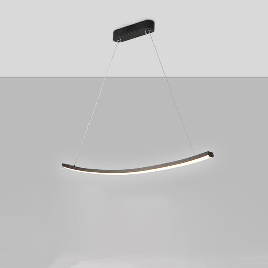 Matte Black Modern LED Linear Arcing Pendant Light , Ideal for Dining Room & Kitchen Island