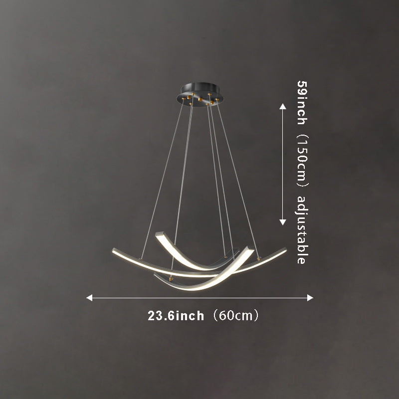 Copper Curved Strip Pendant Light: Elegant Design with Full-Spectrum LED