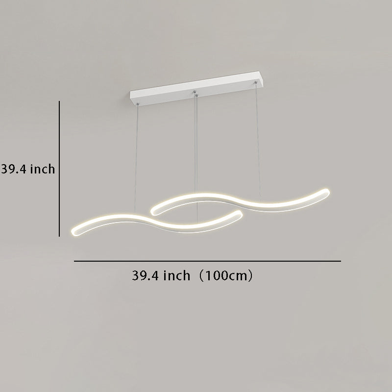LED 2-Wavy Line Pendant Light for Dining Room, 3-Step Dimming