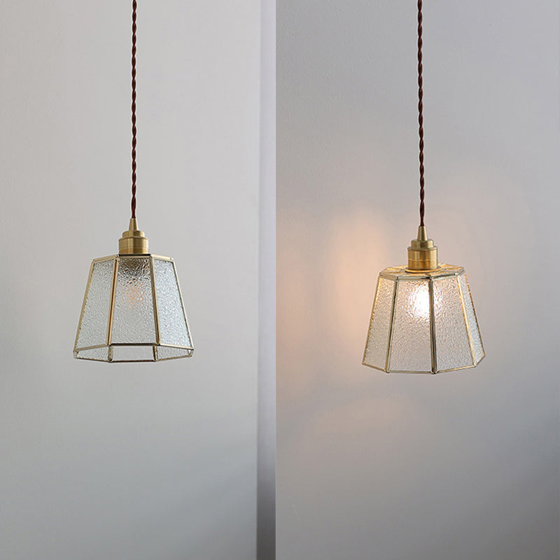 Adjustable Height Elegant Polygonal Pendant Light: Brass & Glass 4W LED