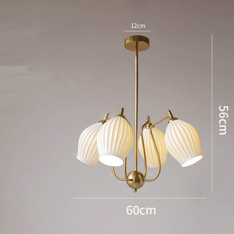 Modern Floral Ceramic Chandelier - 4/6/8 Light Warm White Ceiling Fixture