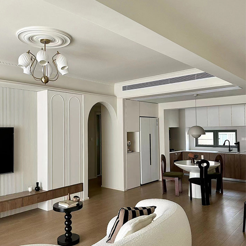 Modern Floral Ceramic Chandelier - 4/6/8 Light Warm White Ceiling Fixture