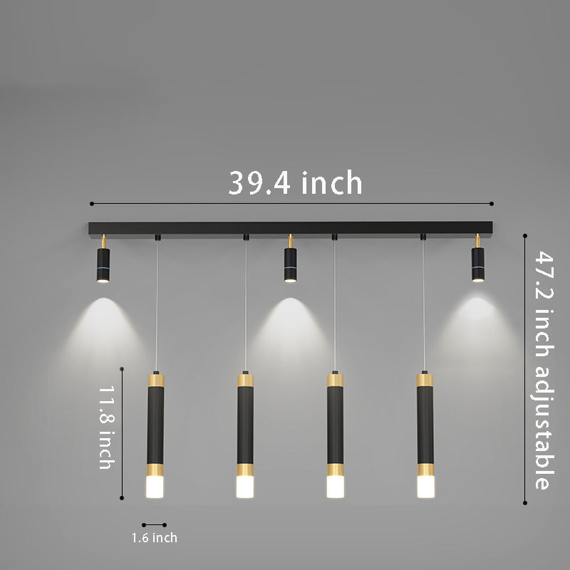 Modern Minimalist Linear Strip 3-Step Dimming Dining Chandelier Spotlight