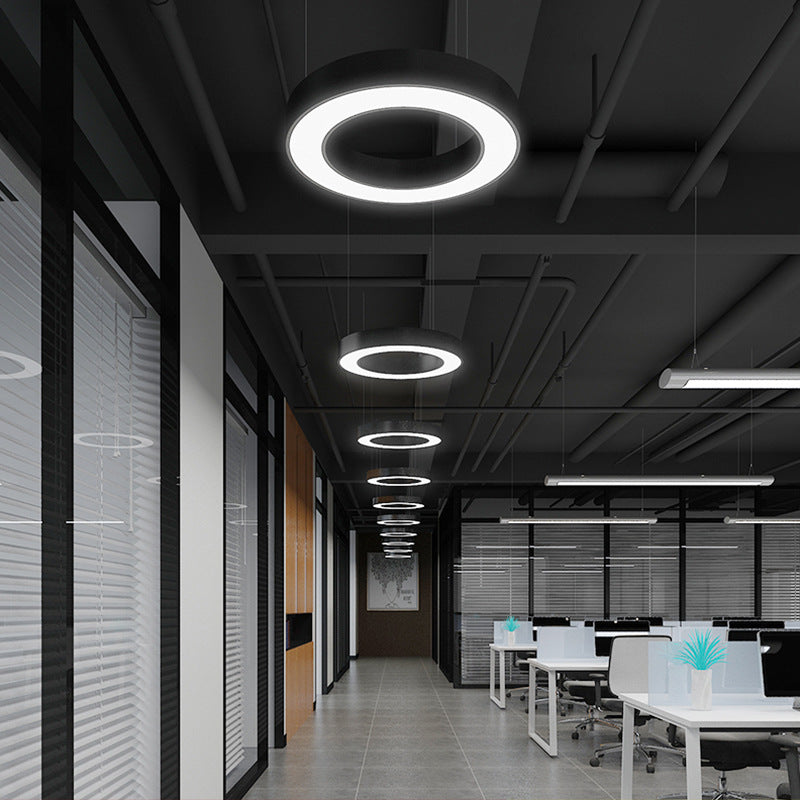 Round Ring LED Pendant Light - Suspended Profile Light for Offices & Gyms