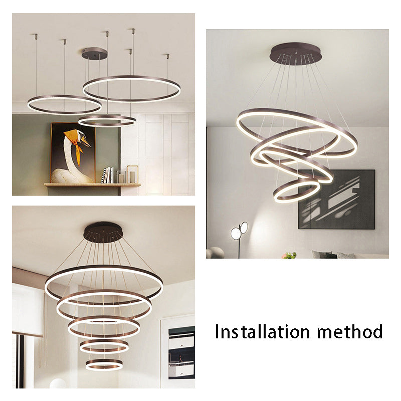 Modern Circular LED Chandelier - Sleek Hanging Pendant Light for Kitchen Islands & Dining Rooms