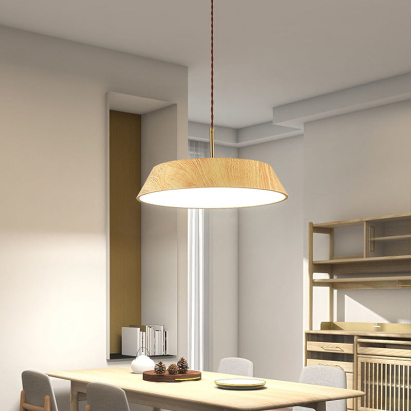 Japanese Style 15.74 Inch Round Wood LED Pendant Light