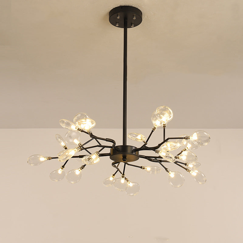 Nordic Nature Inspired Chandelier,Modern Branch Design with Acrylic Leaves Ceiling Light