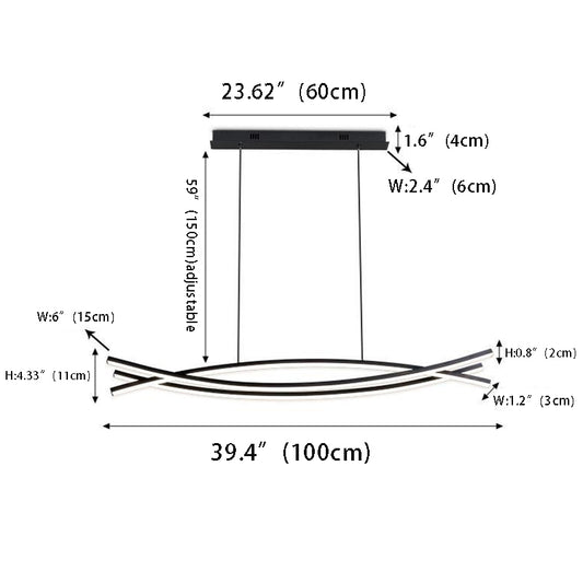 LED Dimmable Long Lines Chandelier for Dining Room