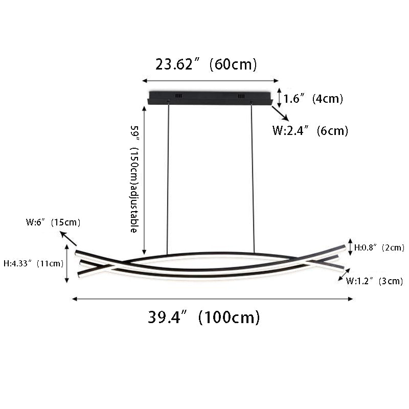 LED Dimmable Long Lines Chandelier for Dining Room