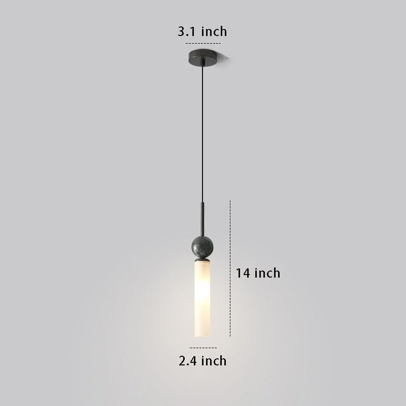 Vertical Marble Cylinder 1-Light Pendant Light , Modern Hanging Fixture