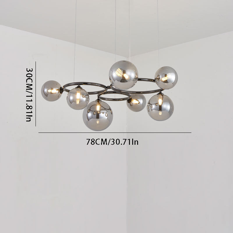 Floating Glass Orb Chandelier - 5/7/9-Light Modern Fixture with Adjustable Brightness