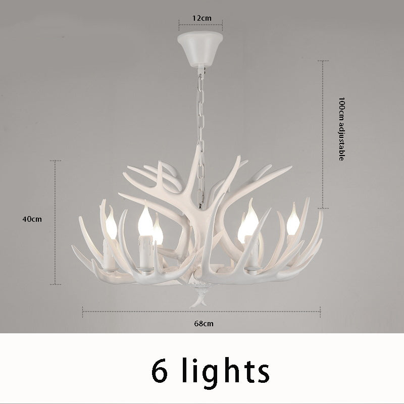 Rustic Antler Chandelier - Vintage Candle-Style LED Light Fixture (4/6/8 Lights)