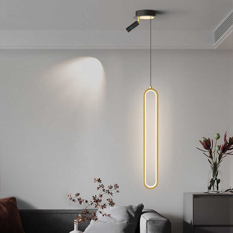 Sleek Linear LED Pendant Light - Modern Metal & Acrylic Hanging Fixture for Bedroom