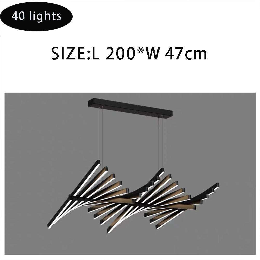 Modern Fishbone Chandelier - Scandinavian Wave-Inspired LED Pendant with Dimmable Lighting