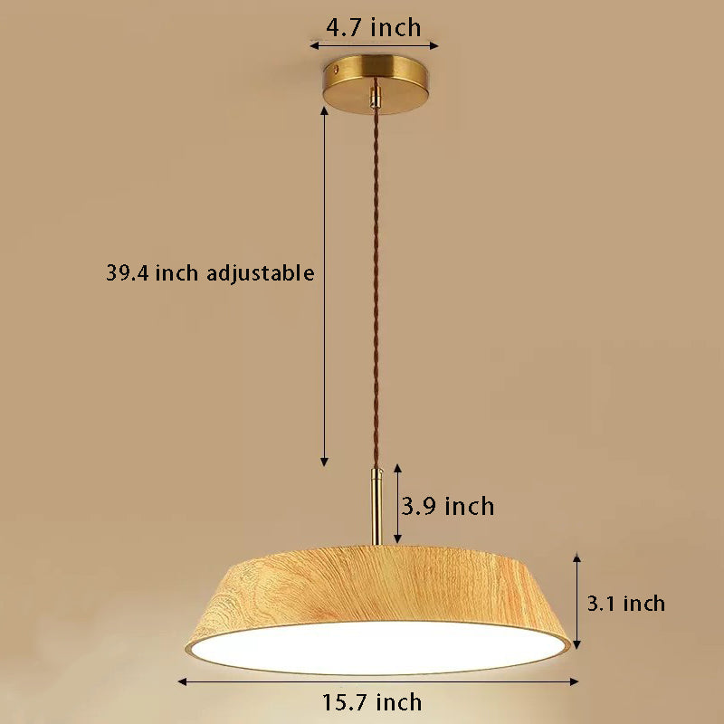 Japanese Style 15.74 Inch Round Wood LED Pendant Light