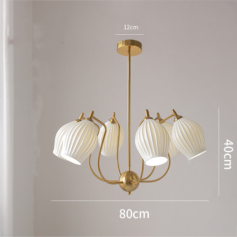 Modern Floral Ceramic Chandelier - 4/6/8 Light Warm White Ceiling Fixture