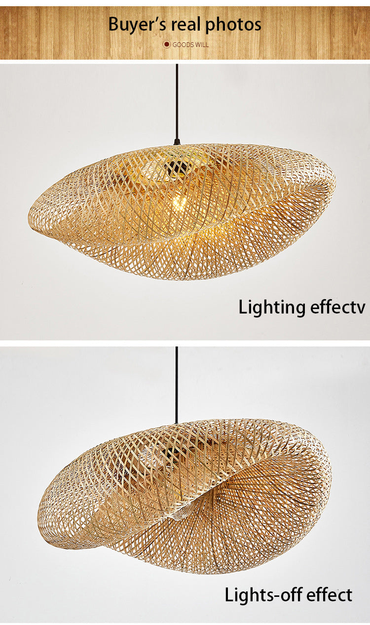 Curved Bamboo Pendant for Modern Farmhouse Style