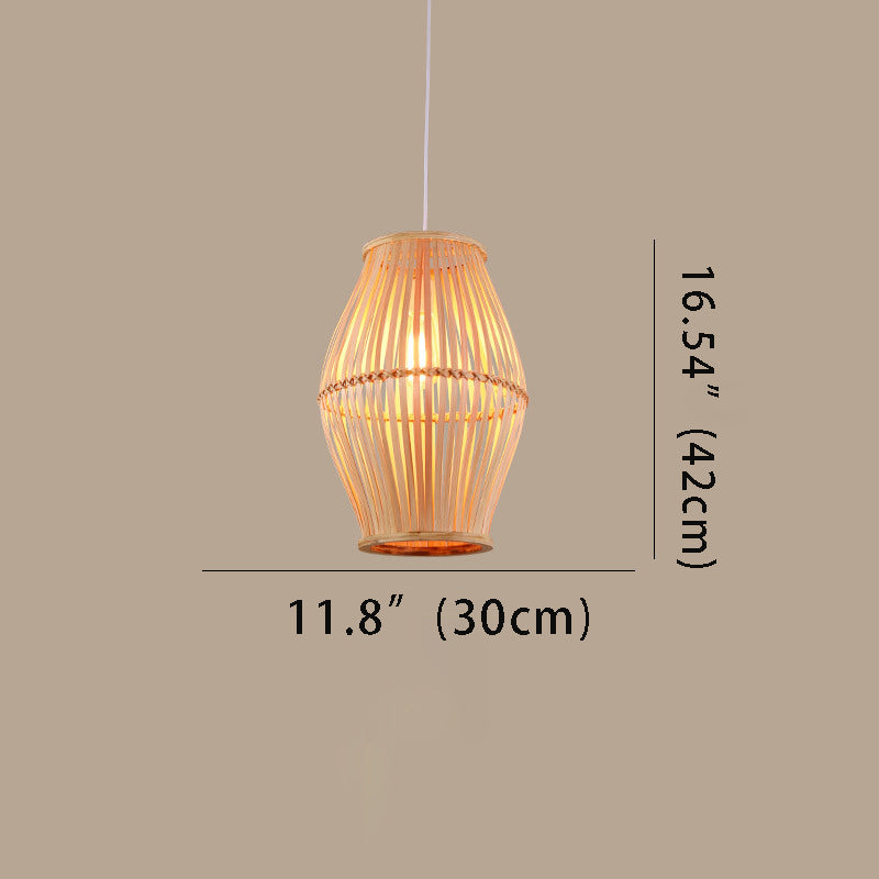 Farmhouse Circular Diamond-Open Bamboo Pendant Lighting
