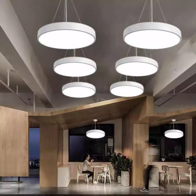Modern Round Pendant LED Luminaires – Suspended Office Lighting for Workspace