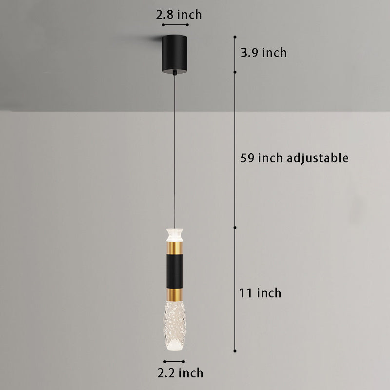 Elongated Cylindrical Aluminum Pendant Light , 3-Step Dimming Modern LED for Dining Room