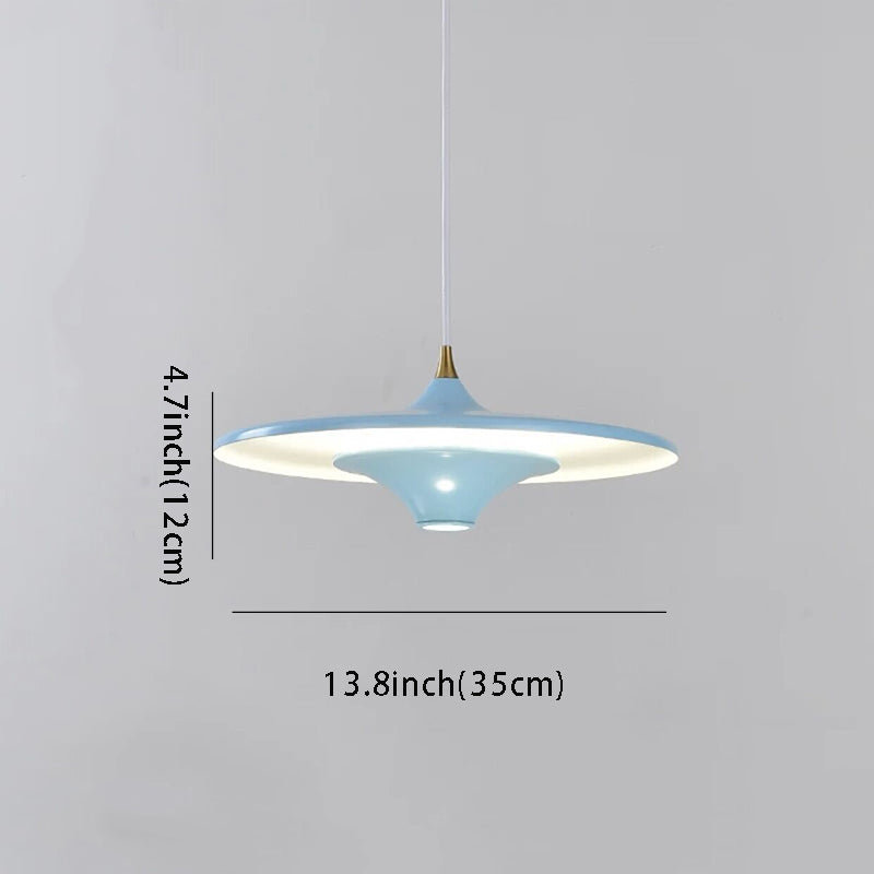 1-Light UFO Pendant Light 13.8'' - Round LED Metal Hanging Lighting, Small Spaceship Style for Bar