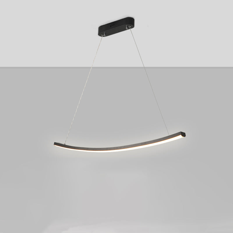 Matte Black Modern LED Linear Arcing Pendant Light , Ideal for Dining Room & Kitchen Island