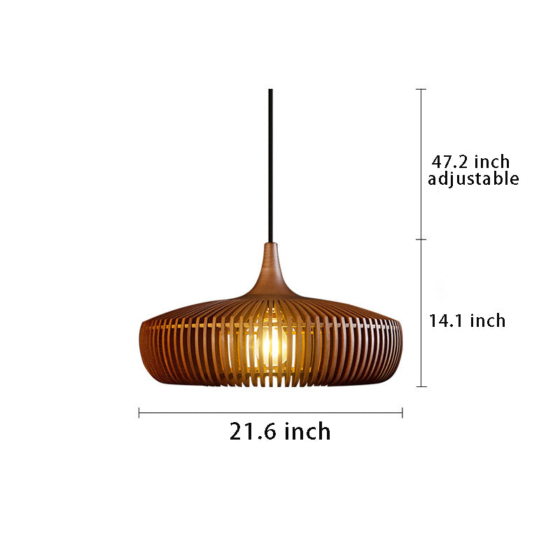 1-Light Japanese Wood Cage Pendant Light , Traditional Style for Indoor Decor