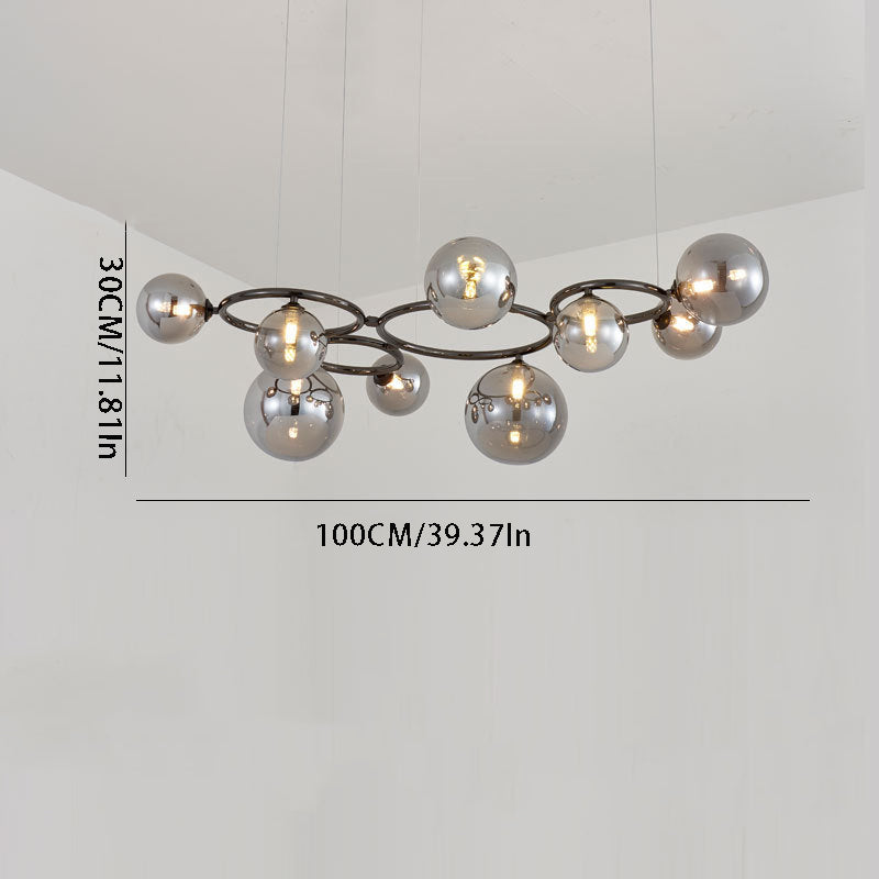 Floating Glass Orb Chandelier - 5/7/9-Light Modern Fixture with Adjustable Brightness