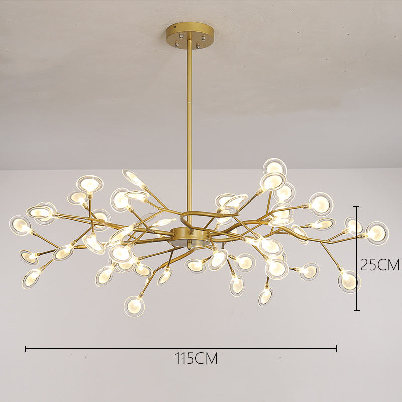 Modern LED Firefly Chandelier - Contemporary Sputnik Ceiling Light with Crystal Accents