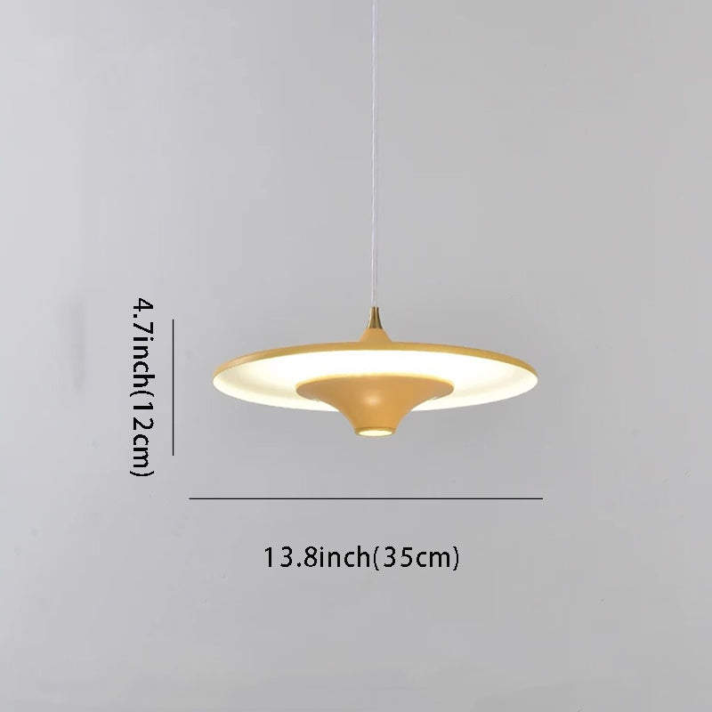 1-Light UFO Pendant Light 13.8'' - Round LED Metal Hanging Lighting, Small Spaceship Style for Bar