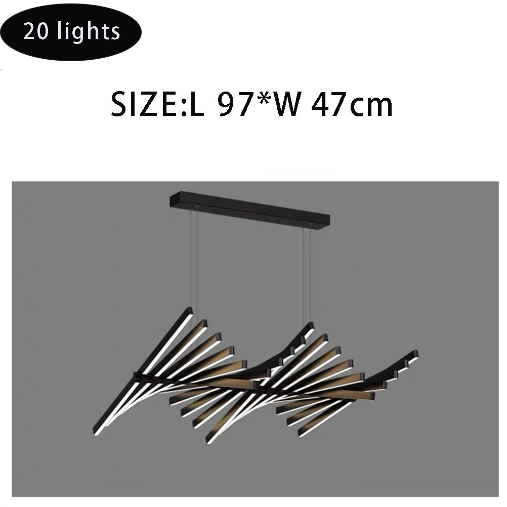 Modern Fishbone Chandelier - Scandinavian Wave-Inspired LED Pendant with Dimmable Lighting