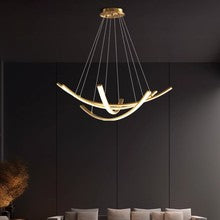 Copper Curved Strip Pendant Light: Elegant Design with Full-Spectrum LED