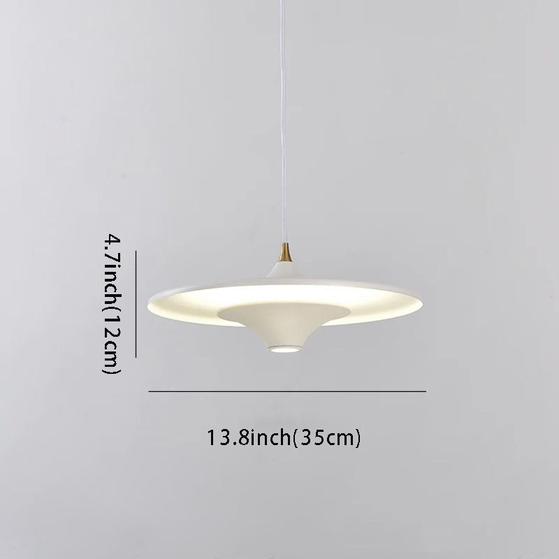 1-Light UFO Pendant Light 13.8'' - Round LED Metal Hanging Lighting, Small Spaceship Style for Bar