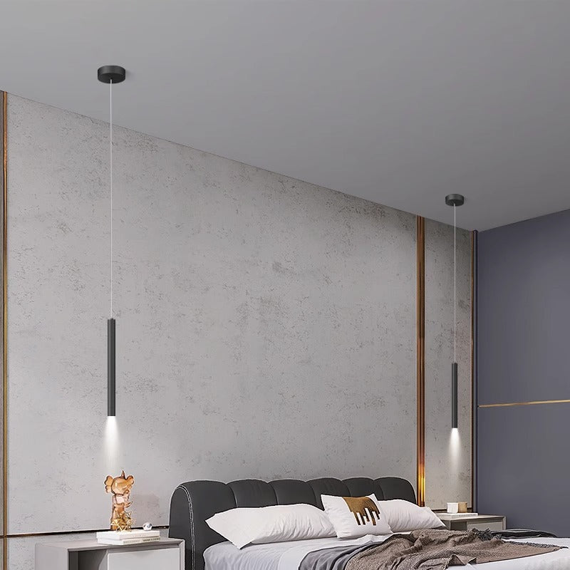 Mini Linear LED Pendant Light - Slim Cylinder Island Lighting for Kitchen & Dining